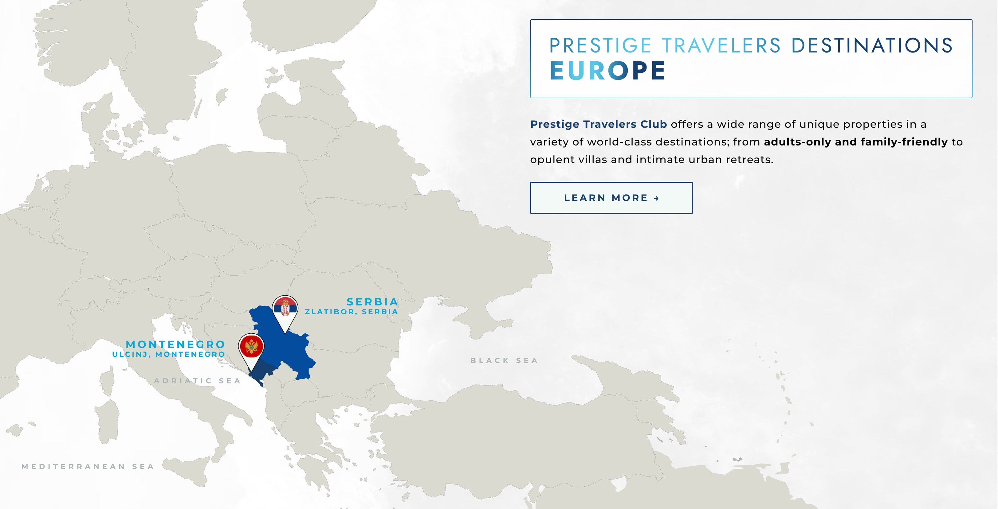 A map of the prestige travelers destinations