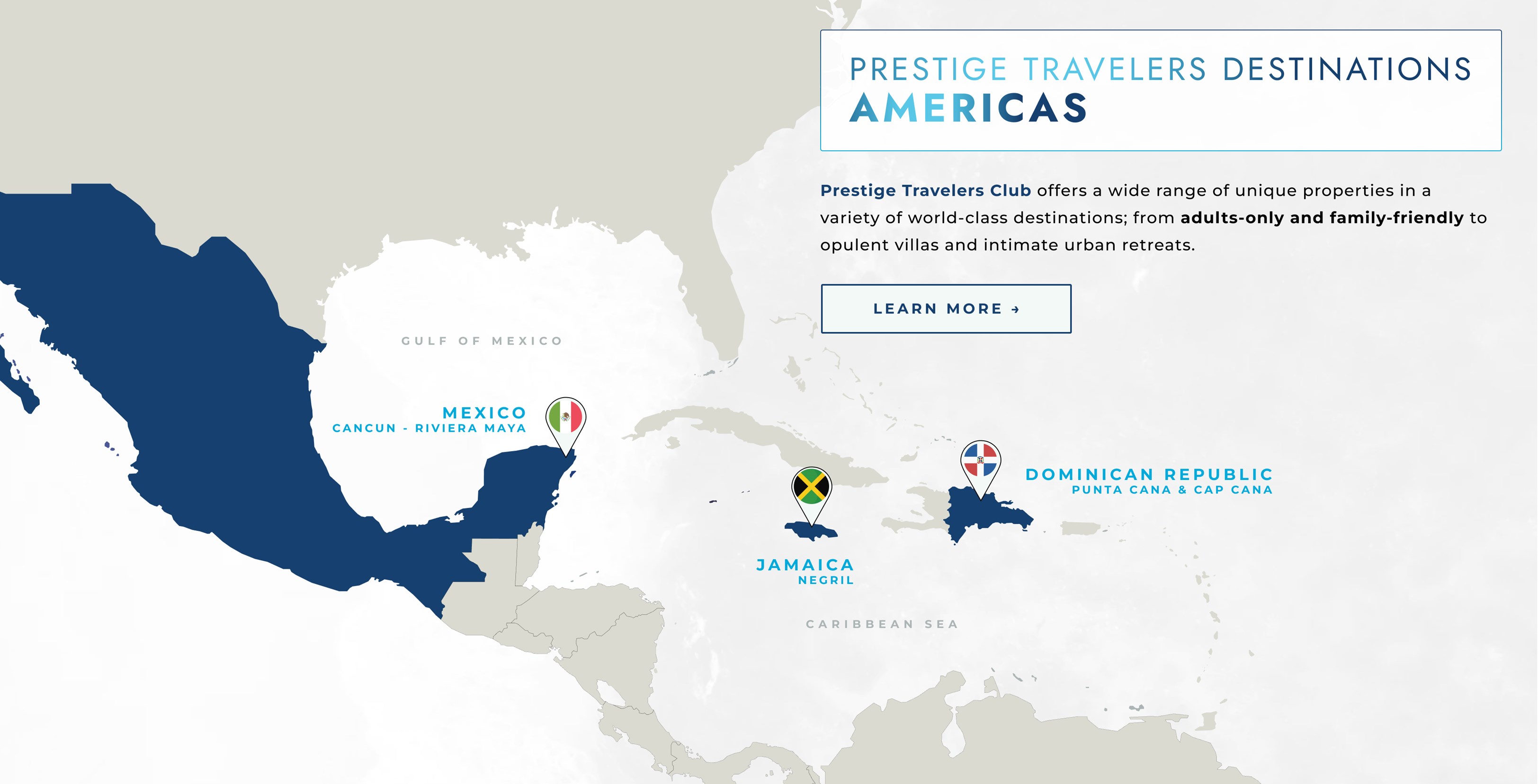 A map of the prestige travelers destinations